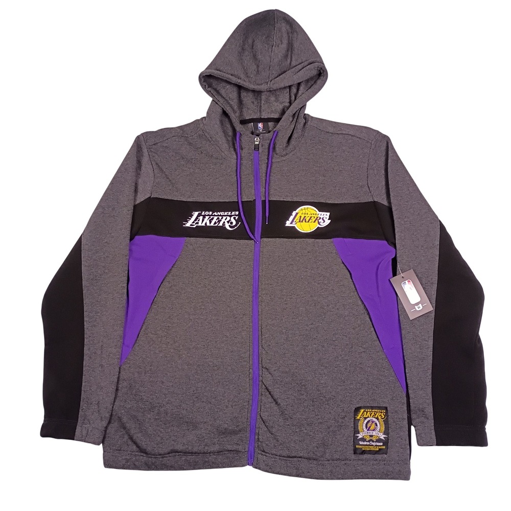 NEW‎ NBA Los Angeles Lakers Out Route Full Zip Hoodie Mens XL Grey Purple